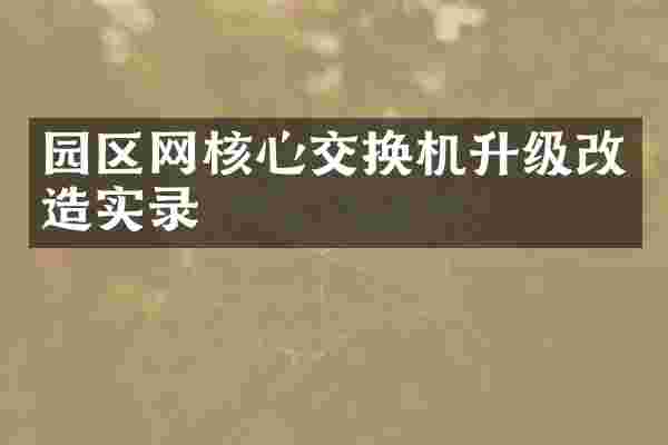 园区网核心交换机升级改造实录