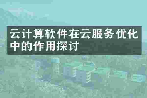 云计算软件在云服务优化中的作用探讨