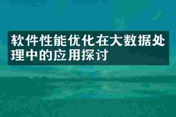 软件性能优化在大数据处理中的应用探讨