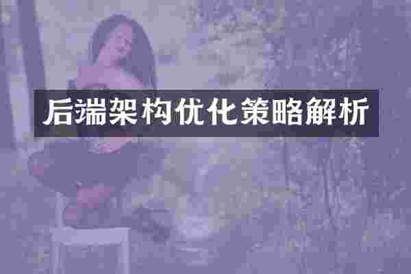 后端架构优化策略解析