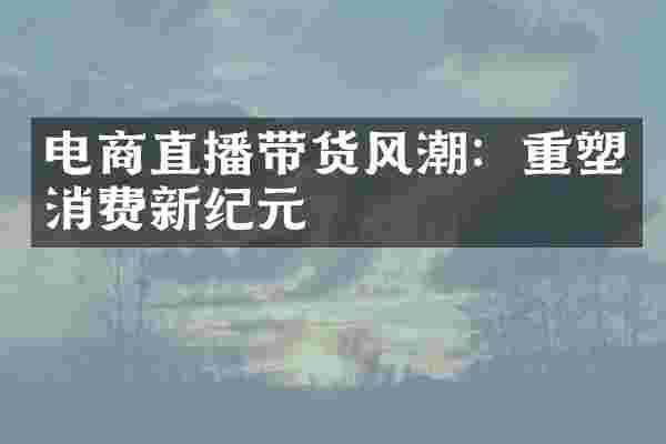 电商直播带货风潮：重塑消费新纪元