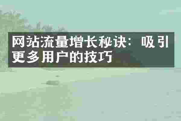 网站流量增长秘诀：吸引更多用户的技巧