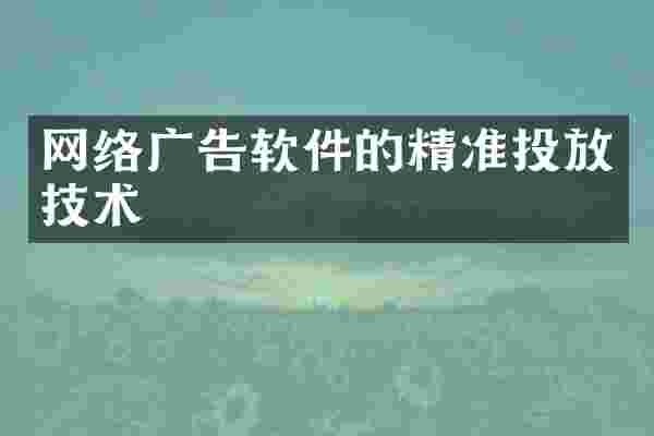 网络广告软件的精准投放技术