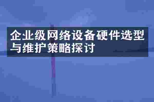企业级网络设备硬件选型与维护策略探讨