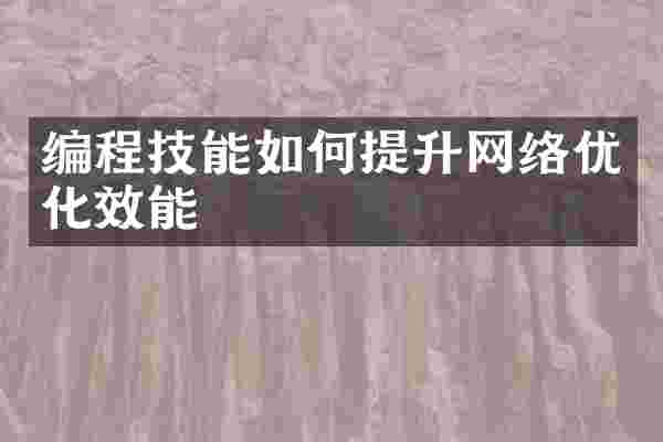编程技能如何提升网络优化效能
