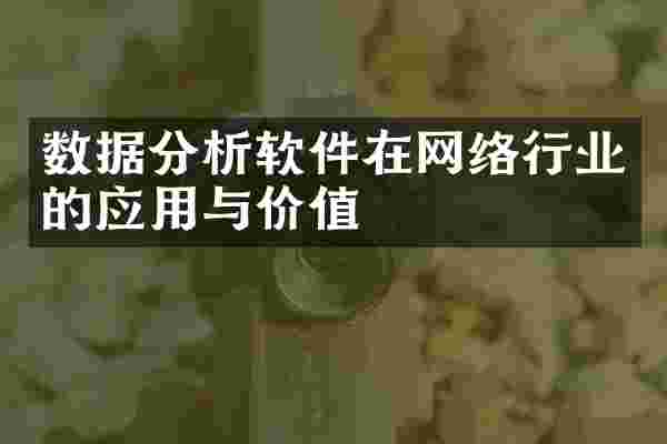数据分析软件在网络行业的应用与价值