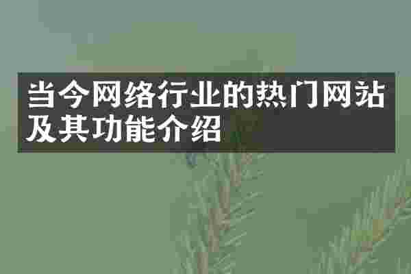 当今网络行业的热门网站及其功能介绍