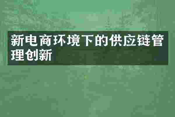 新电商环境下的供应链管理创新