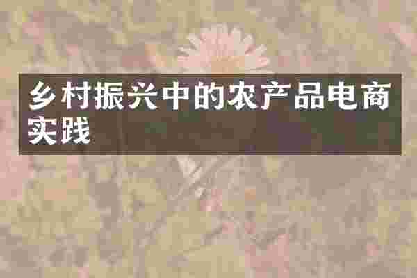 乡村振兴中的农产品电商实践